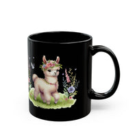 Baby Llama Inca Blossom Crown Black Mug