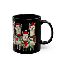 Inca Christmas Llama Family from the Andes Black Mug