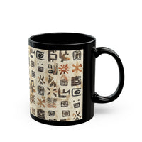 Mayan Petroglyph Stamped Texture Black Mug