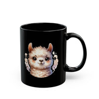 Inca Andean Llama Baby Face Illustration Black Mug