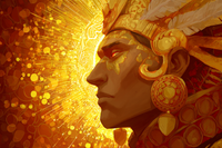 a digital painting of Inti (Sun God) with golden rays