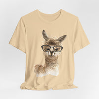 Cute Alpaca With Glasses Watercolor Illustration Unisex T-Shirt