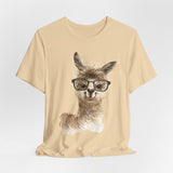 Cute Alpaca With Glasses Watercolor Illustration Unisex T-Shirt