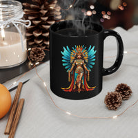 Wonder Aztec Queen Warrior Illustration Black Mug