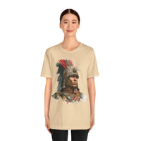 Inca Warrior Watercolor Art and Tribal Pattern Unisex T-Shirt