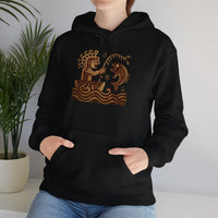 Pre-Hispanic Fisherman with Symbolic Fish Glyph Style Unisex Hoodie