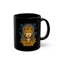 Golden Aztec Warrior Queen Illustration Black Mug