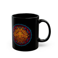 Neon Aztec Calendar Black Mug