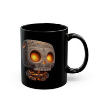 Glow-Eyed Tribal Stone Skull Black Mug