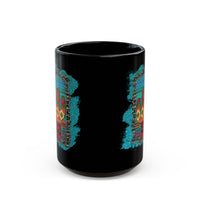 Glitter Serape Cactus on Leopard Burst Illustration Black Mug