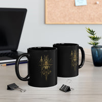 Golden Shaman Tribal Symbol Line Art Black Mug