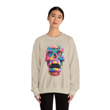 Neon Graffiti Mayan Skull Cartoon Style Unisex Sweatshirt