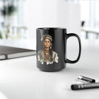 Inca Warrior Woman Watercolor Portrait and Tribal Jewelry Black Mug
