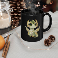 Chibi Quetzalcoatl Feathered Serpent Black Mug