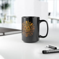Inti Inca Sun God Petroglyph Symbol Black Mug