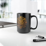 Inti Inca Sun God Petroglyph Symbol Black Mug