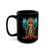Wonder Aztec Queen Warrior Illustration Black Mug