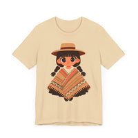 Cartoon Girl in Traditional Poncho Peru Unisex T-Shirt