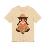 Cartoon Girl in Traditional Poncho Peru Unisex T-Shirt