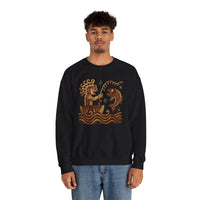 Pre-Hispanic Fisherman with Symbolic Fish Glyph Style Unisex Sweatshirt