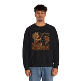 Pre-Hispanic Fisherman with Symbolic Fish Glyph Style Unisex Sweatshirt