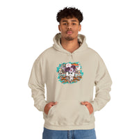 Aztec Floral Cow Skull on Turquoise Pattern Unisex Hoodie