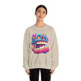 Chunky Neon Mayan Skull Graffiti Style Unisex Sweatshirt