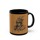 Jaguar Warrior Ink Portrait Black Mug