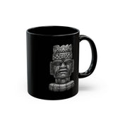 Mesoamerican Monolith Head Black Mug