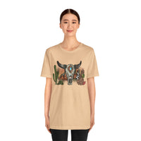 Sunset Desert Scene with Aztec Tribal Skull Unisex T-Shirt