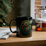 Colorful Quetzalcoatl Sun Serpent Glyph Style Black Mug