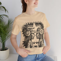 Mirrored Aztec Warriors in Glyph Style Unisex T-Shirt