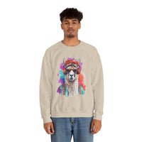 Hippie Llama in Sunglasses Watercolor Style Unisex Sweatshirt