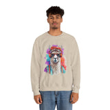 Hippie Llama in Sunglasses Watercolor Style Unisex Sweatshirt