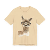 Cute Alpaca With Glasses Watercolor Illustration Unisex T-Shirt