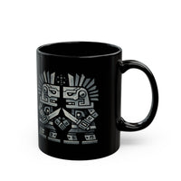 Obsidian Blade Warriors Aztec Glyph Style Black Mug