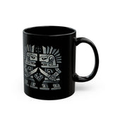 Obsidian Blade Warriors Aztec Glyph Style Black Mug