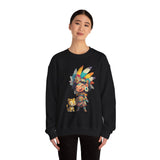 Aztec Chibi Girl with Jaguar Cub Warrior Culture Unisex Sweatshirt