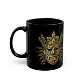 Aztec Golden Feather Headdress Mask Black Mug