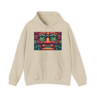 Neon Aztec Mask God Illustration Unisex Hoodie