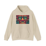 Neon Aztec Mask God Illustration Unisex Hoodie