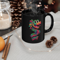 Cartoon Quetzalcoatl Cyber Serpent Black Mug