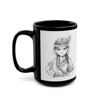 Inca Warrior Girl Fierce Heritage Ink Art Black Mug