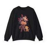 Chibi Aztec Warrior with Jaguar Cub Cartoon History Unisex Sweatshirt