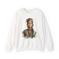 Inca Warrior Woman Watercolor Portrait and Tribal Jewelry Unisex Sweatshirt