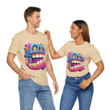 Chunky Neon Mayan Skull Graffiti Style Unisex T-Shirt