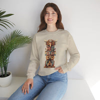 Stacked Tribal Totem Symbols Geometric Faces Unisex Sweatshirt