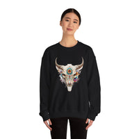 Sacred Floral Cow Skull Mandala Illustration Unisex Sweatshirt