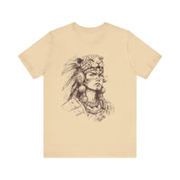 Aztec Warrior Woman Jaguar Spirit Sketch Unisex T-Shirt