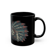 Vintage Native American Headdress Graphic Black Mug